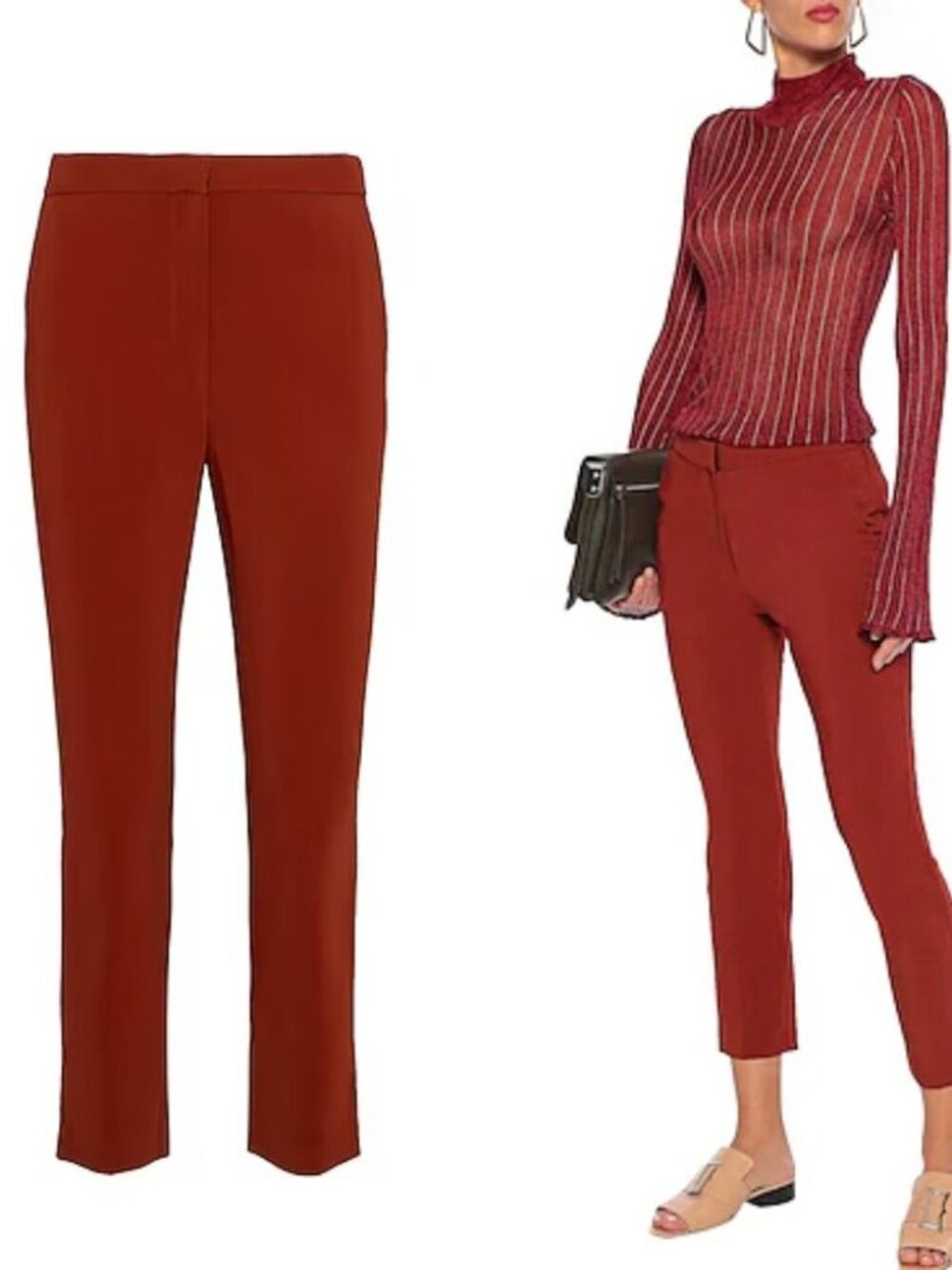 Rosetta Getty Trouser‎ Red Cropped Tapered High Rise Dress Pants Size 10